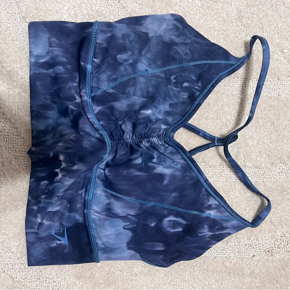 Gymshark Blue Patterned Tank Top Elevate Longline Sports Bra